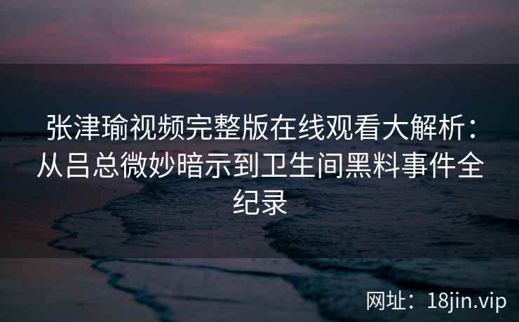 张津瑜视频完整版在线观看大解析：从吕总微妙暗示到卫生间黑料事件全纪录