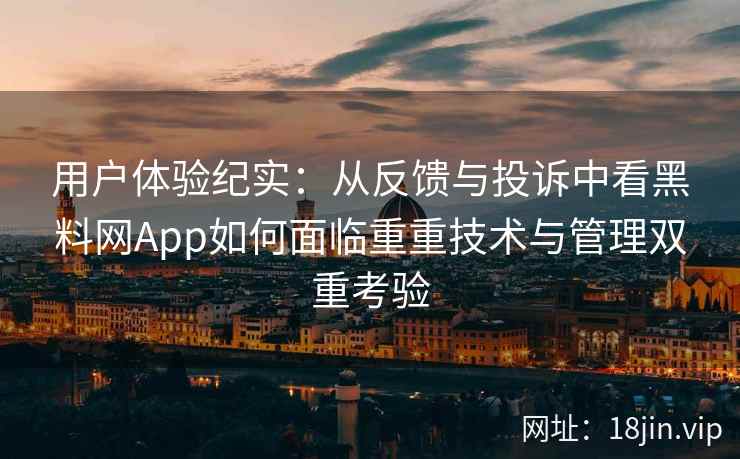 用户体验纪实：从反馈与投诉中看黑料网App如何面临重重技术与管理双重考验